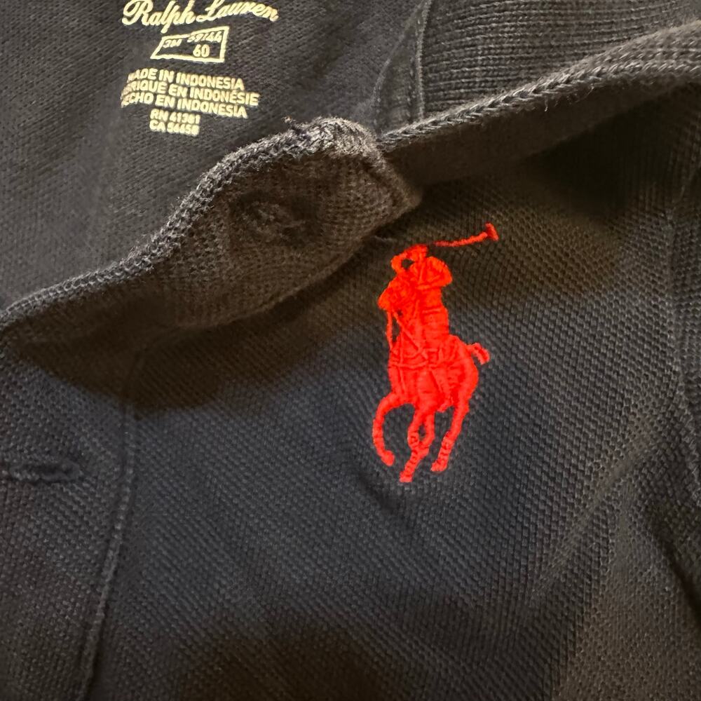 Ralph Lauren Baby Boys Big Pony Cotton Mesh Polo coveralls sz 3m Navy Blue - Picture 4 of 8